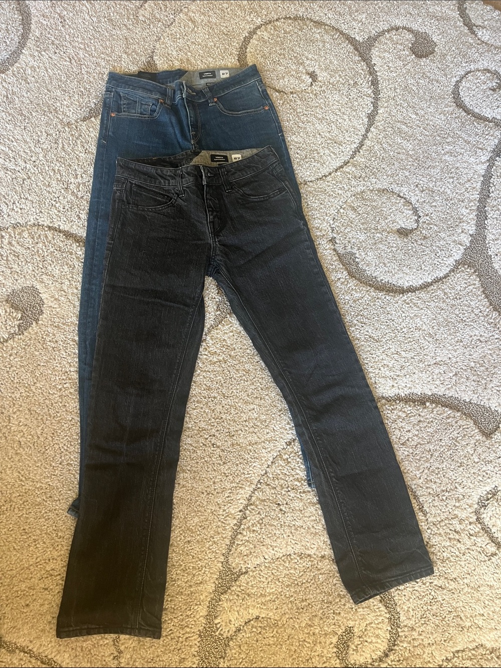Volcom Straight-Leg Jeans in Black and Dark Blue